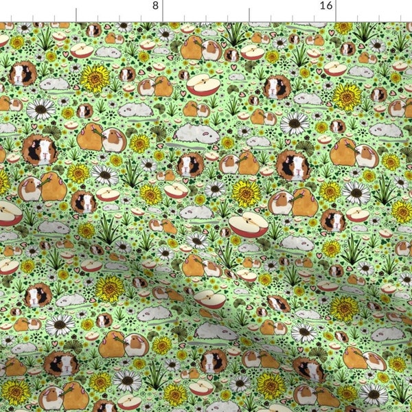 Guinea Pig Fabric - Guinea Pigs By Nemki - Guinea Pig Cotton Fabric By The Yard With Spoonflower