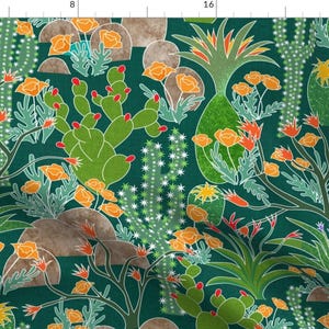 Super Bloom Cactus Fabric - Rain The California Superbloom By Vo Aka Virginiao - Super Bloom Cotton Fabric By The Yard With Spoonflower