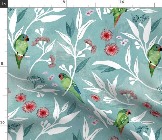  Spoonflower Fabric - Painted Eucalyptus Australian Flora  Botanical Garden Watercolor Nature Printed on Minky Fabric by The Yard -  Sewing Baby Blankets Quilt Backing Plush Toys