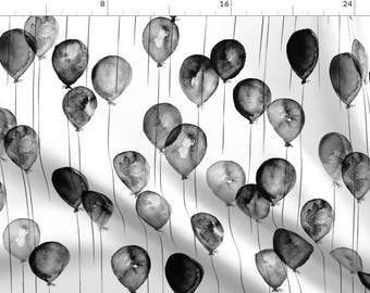Balloons Fabric - Balloons - Monochrome Watercolor By Littlearrowdesign - Balloons Black White Cotton Fabric By The Yard With Spoonflower