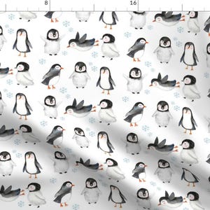 Baby Penguins Fabric - Winter Penguins By Hipkiddesigns - Winter Snow Arctic Animals Cute Cotton Fabric By The Yard With Spoonflower