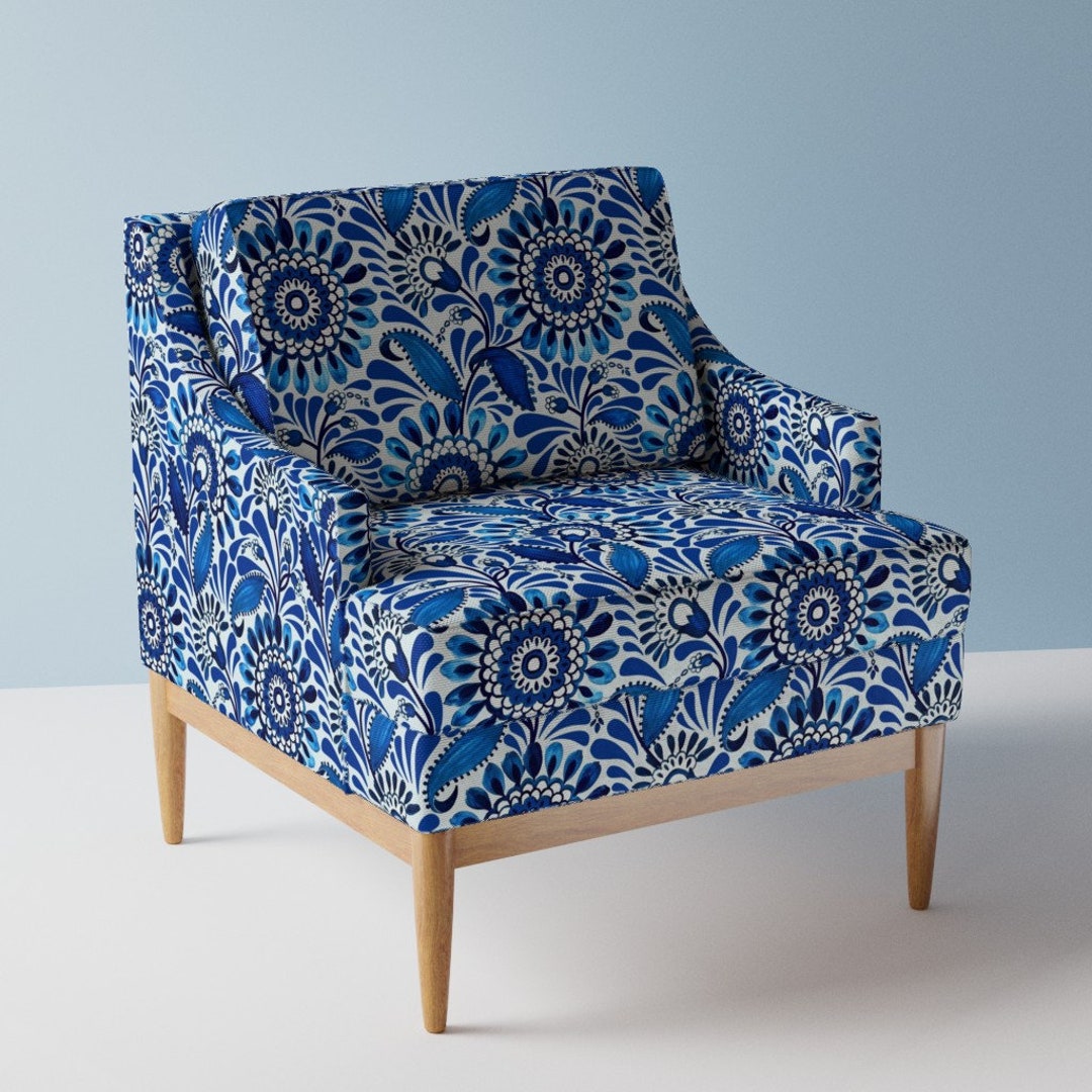 Exciting Blue And White Upholstery Fabric Photos