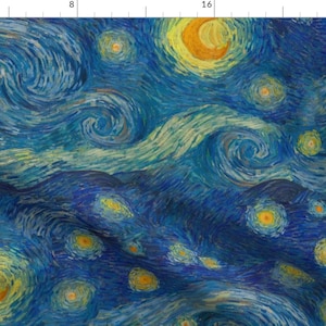Impressionist Fabric - Starry Nigh by weavingmajor - Painting Star Starry Night Van Gogh Starry Night Fabric by the Yard by Spoonflower