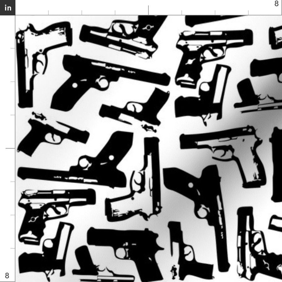Guns Fabric Holdin' White by Saramw Pistol 9mm Black and Etsy