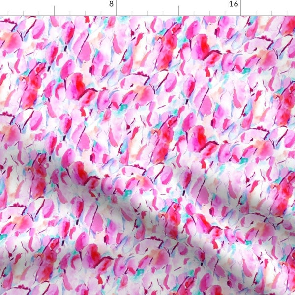 Pink Abstract Watercolor Pattern Fabric - Synesthete By Mjmstudio - Watercolor Pattern Cotton Fabric By The Yard With Spoonflower