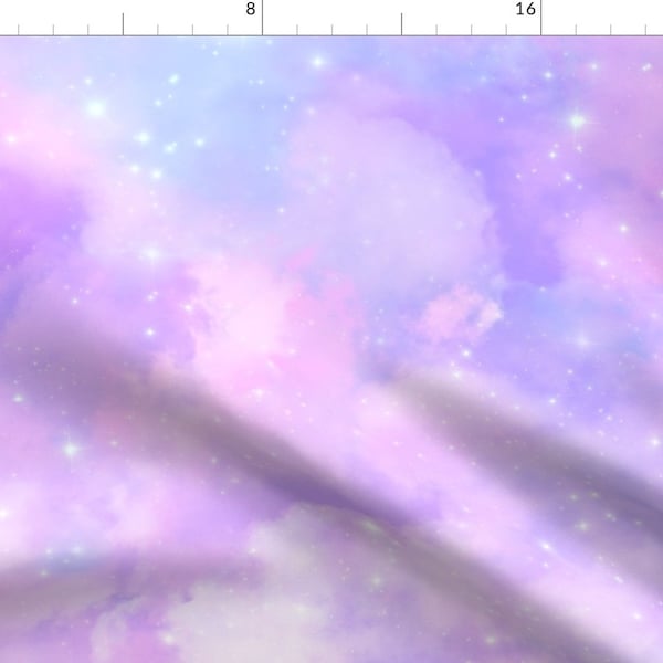 Pastel Sky Fabric - Pink And Blue Nebula by ktscarlett_ - Celestial Galaxy Mystical Constellations Fabric by the Yard by Spoonflower