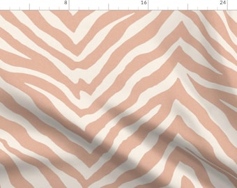 Zebra Fabric - Zebra In Light Coral By Willowlanetextiles - Zebra Pattern Coral Tan Modern Home Cotton Fabric By The Yard With Spoonflower