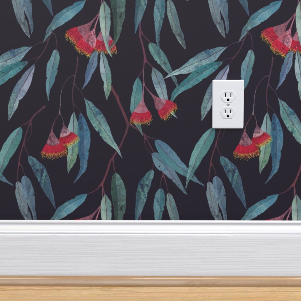 Eucalyptus Wallpaper Eucalyptus Leaves and Flowers by Lavish - Etsy