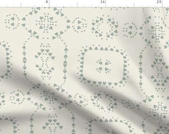 Abstract Fabric - Boho Tiles Sage  by schatzibrown - Bohemian Geometric Mandala Modern Farmhouse Dots Boho Fabric by the Yard by Spoonflower