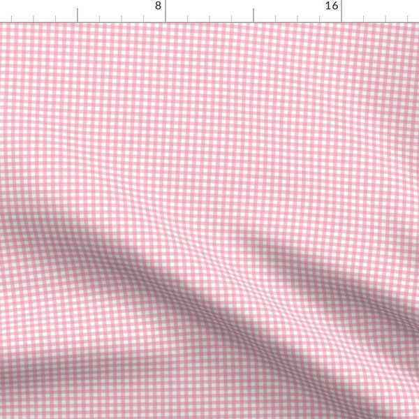 Gingham Fabric - Tiny Pink Gingham by amanda_clemson -  Small Check Ditsy Spring Pink Tiny Dollhouse Fabric by the Yard by Spoonflower