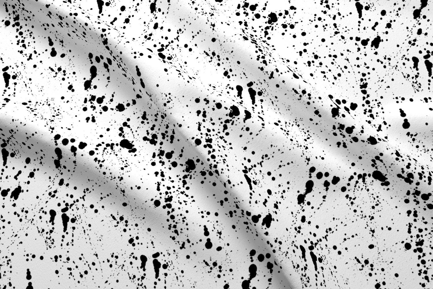 Black and White Abstract Fabric Absolute Black Ink Splatter Etsy