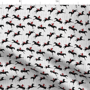 Equestrian Fabric - Hunt Horses And Stripes By Clpourlamaison - Black and White Equestrian Decor Cotton Fabric By The Yard With Spoonflower