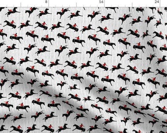 Equestrian Fabric - Hunt Horses And Stripes By Clpourlamaison - Black and White Equestrian Decor Cotton Fabric By The Yard With Spoonflower