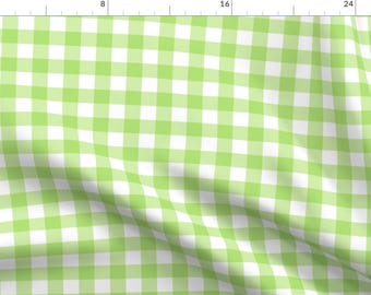 lime green gingham Fabric - Green Gingham Plaid By Thecollectivelux - Easter Spring picnic Check Cotton Fabric By The Yard With Spoonflower