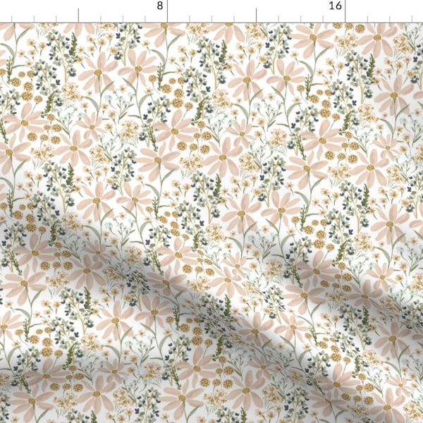 Spring Floral Fabric - Daisy Dreams By Indybloomdesign - Nursery Pink Green Pastel Girls Romantic Cotton Fabric By The Yard With Spoonflower