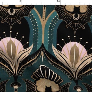 Bats And Flowers Fabric - Elegant Art Deco by misentangledvision - 1920s Maximalist Gothic Elegant 20s Fabric by the Yard by Spoonflower