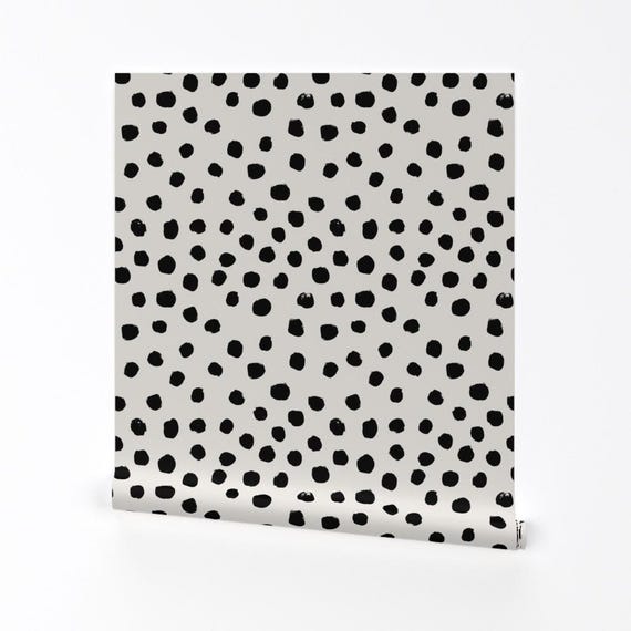 Nursery Wallpaper - Dots Cream Neutral Minimal Animal Spots by Charlotte Winter - Removable Self Adhesive Wallpaper Roll by Spoonflower