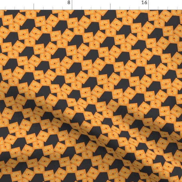 Cheese Cracker Fabric - Cheez Crackers By Jto - Snack Food Orange Black Salty Yummy Cotton Fabric By The Yard With Spoonflower