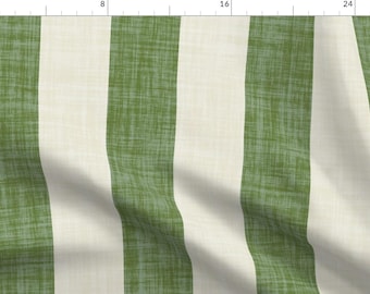 Preppy Fabric - Cabana Stripe Green by katesu_design - Traditional Grandmillennial Stripe Wide Stripe Fabric by the Yard by Spoonflower