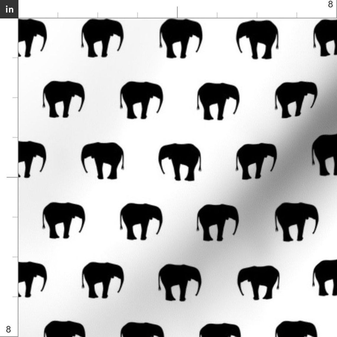 Elephant Fabric Elephants Black and White by Ornaart Etsy