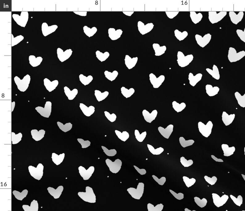 Black and White Heart Fabric Blackwhitehearts by Cest_la_viv Etsy