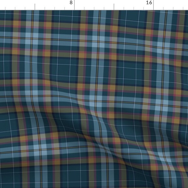 Cian Fabric - Cian / Carroll Clan Tartan, Weathered By Weavingmajor - Cian Tartan Plaid Blue Cotton Fabric By The Yard With Spoonflower