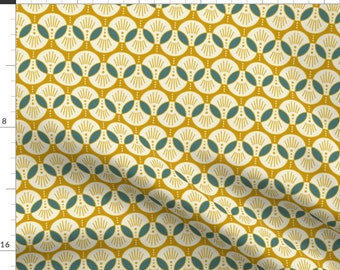 Art Deco Fabric - Pearl Deco Yellow By Lemonni - Art Deco Yellow Teal Geometric Vintage Inspired Cotton Fabric By The Yard With Spoonflower