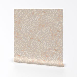 Neutral Floral Removable Peel and Stick Wallpaper - Flower Petals Peach Cream - Wall Art Wall Decor - Dahlia On Taupe by oneandonlypaper