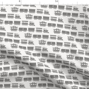 Trains Fabric - Trains - Gray On Gray By Littlearrowdesign - Trains Gray Kids Room Nursery Retro Cotton Fabric By The Yard With Spoonflower