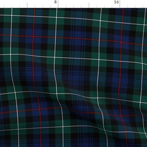 Blue Tartan Plaid Fabric - Mackenzie Tartan by weavingmajor -  Green Plaid Red Tartan Scottish Mackenzie Fabric by the Yard by Spoonflower