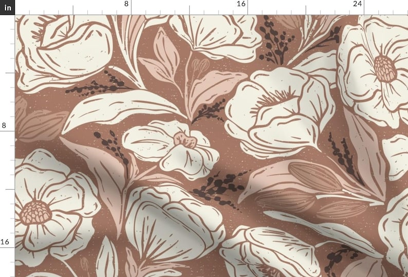 Vintage Apparel Fabric - Farmhouse Cream Floral by alderandbirchstudio - Floral Bohemian Botanical Farmhouse Clothing Fabric by Spoonflower image 1
