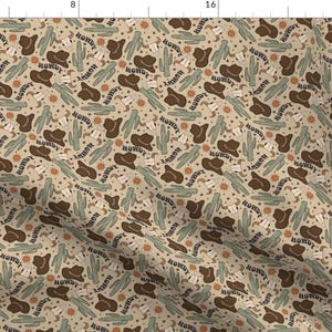 Western Fabric - Howdy Cowboy Small by brittanyfrostdesigns - Cactus Cowboy Southwest Sun Stars Ranch Fabric by the Yard by Spoonflower