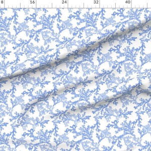 Blue Ocean Coral Fabric - Blue Coral by kate_by_rolfescustomdesign - Coastal Beach Nautical Resort Island Fabric by the Yard by Spoonflower Bild 2