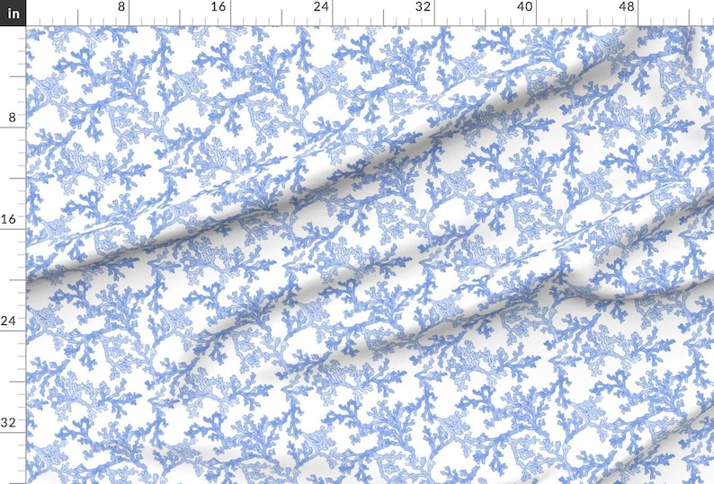 Blue Ocean Coral Fabric - Blue Coral by kate_by_rolfescustomdesign - Coastal Beach Nautical Resort Island Fabric by the Yard by Spoonflower Bild 2