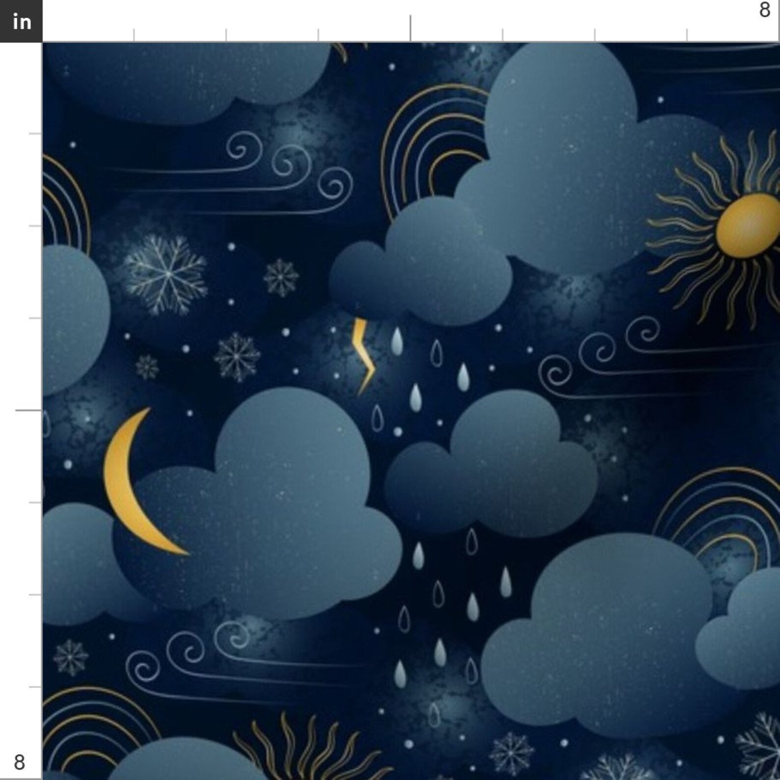 Weather Fabric Deep Blue Sky By Artypeaches Dark Blue | Etsy