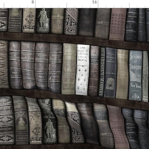 Antique Library Fabric - Monsieur Fancypantaloons Library Bookcase ~ Moonlight By Peacoquettedesigns - Library Book Fabric With Spoonflower