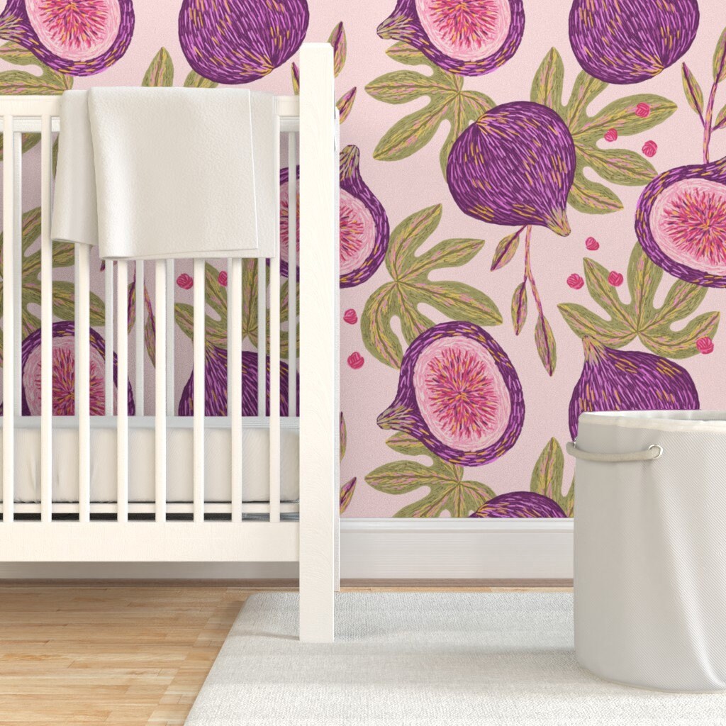 Botanical Figs Wallpaper Figs Embroidery by Kondratya Etsy