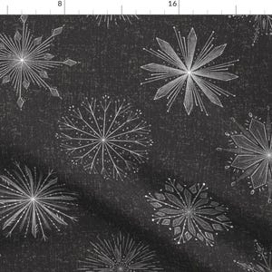 Snowflake Bursts Fabric - Snowflakes On Black By Taraput - Snowflake Snow Black White Winter Cotton Fabric By The Yard With Spoonflower