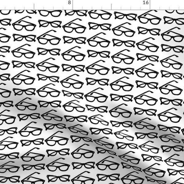Glasses Fabric - Framed By Kaki13 - Glass Frames Sight Nerdy Geek Chic Black And White Apparel Cotton Fabric By The Yard With Spoonflower