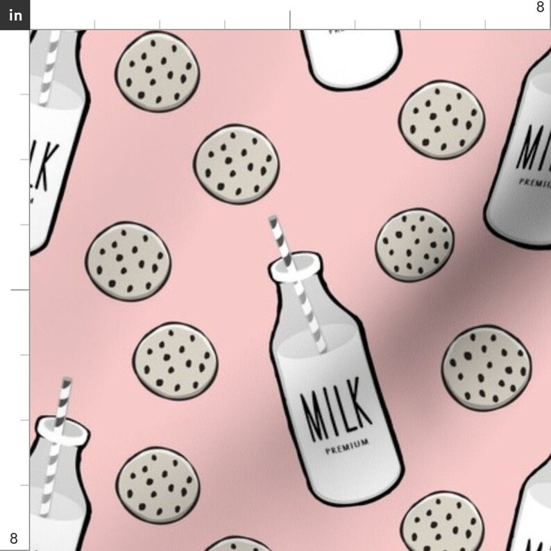 Cotton fabric by the yard Milk And Cookies Milk Jug On Etsy