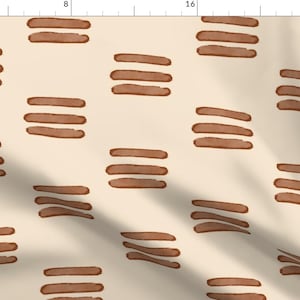 Mudcloth Fabric - Brown Stripes By Jessicalynn Ditsler - Beige Brown Brushstrokes Tribal Dashes Cotton Fabric By The Yard With Spoonflower