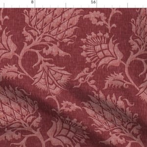 Floral Fabric - Contessa Merlot By Willowlanetextiles - Floral Damask Vintage Home Decor Merlot Cotton Fabric By The Yard With Spoonflower