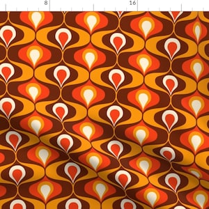 Retro Ogee Fabric - 70s Ogee Ovals by danadudesign - Orange Brown 1960s 1970s Vintage Style Nostalgia  Fabric by the Yard by Spoonflower