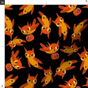 Orange Halloween Owls Fabric Halloween Owls By Heidikenney Spooky Halloween Owl Cotton Fabric By The Yard With Spoonflower zdjęcie 2