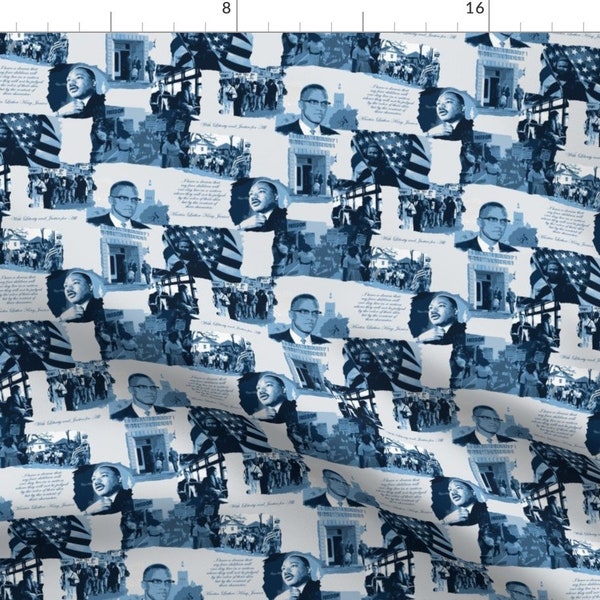 Blue Civil Rights Fabric - Civil Rights By Littlerhodydesign - Civil Rights Cotton Fabric By The Yard With Spoonflower