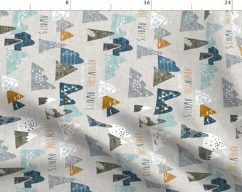 Mountain Fabric - Adventure Awaits (Earth) Regular (Rotated) By Nouveau Bohemian - Mountain Tan Cotton Fabric By The Yard With Spoonflower