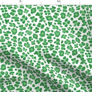 Leopard Green Animal Print Fabric - 8&quot; Leopard Print White And Green By Danika Herrick - Leopardd Cotton Fabric By The Yard With Spoonflower