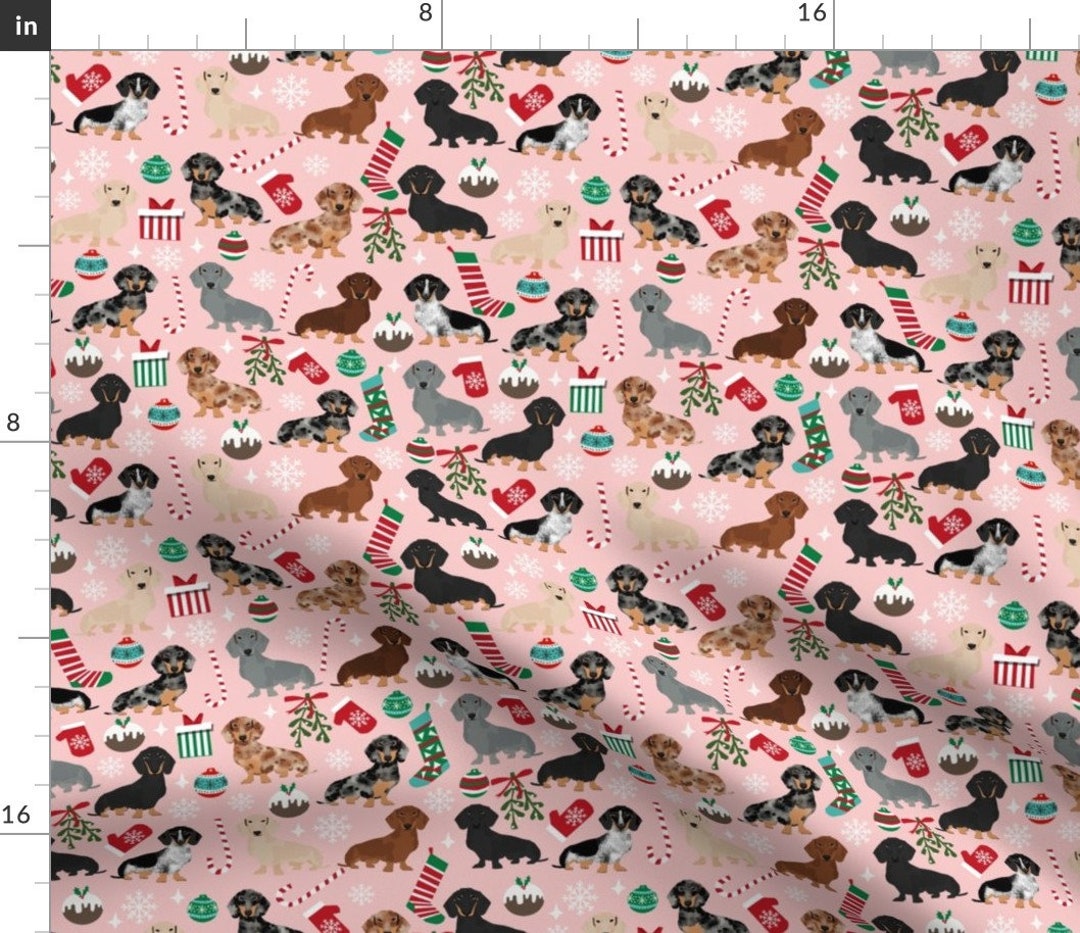 Dachshund Christmas Fabric Dachshunds Christmas Fabric Cute Etsy