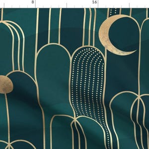 Art Deco Fabric - Waterfall Moon Jade by michele_norris -  Geometric Art Nouveau Moon Arches Waterfall Fabric by the Yard by Spoonflower