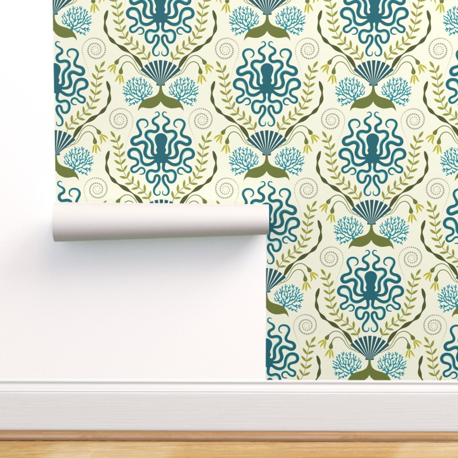 Victorian Nautical Wallpaper Nautical Damask by Katerhees Etsy